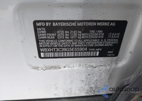 2016 BMW X1 xDrive28I from USA, damaged, VIN WBXHT3C39G5E55904